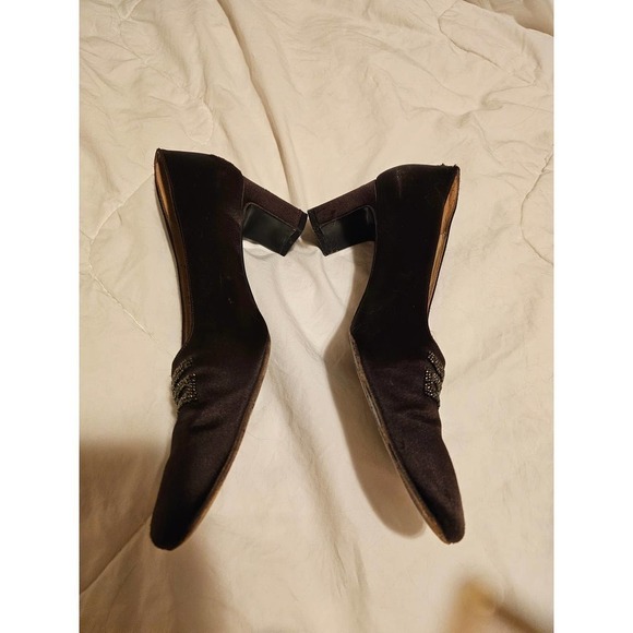 Gucci Vintage Heels brown Satin w Beads accents 8.5B. Made in Italy. - Picture 5 of 14